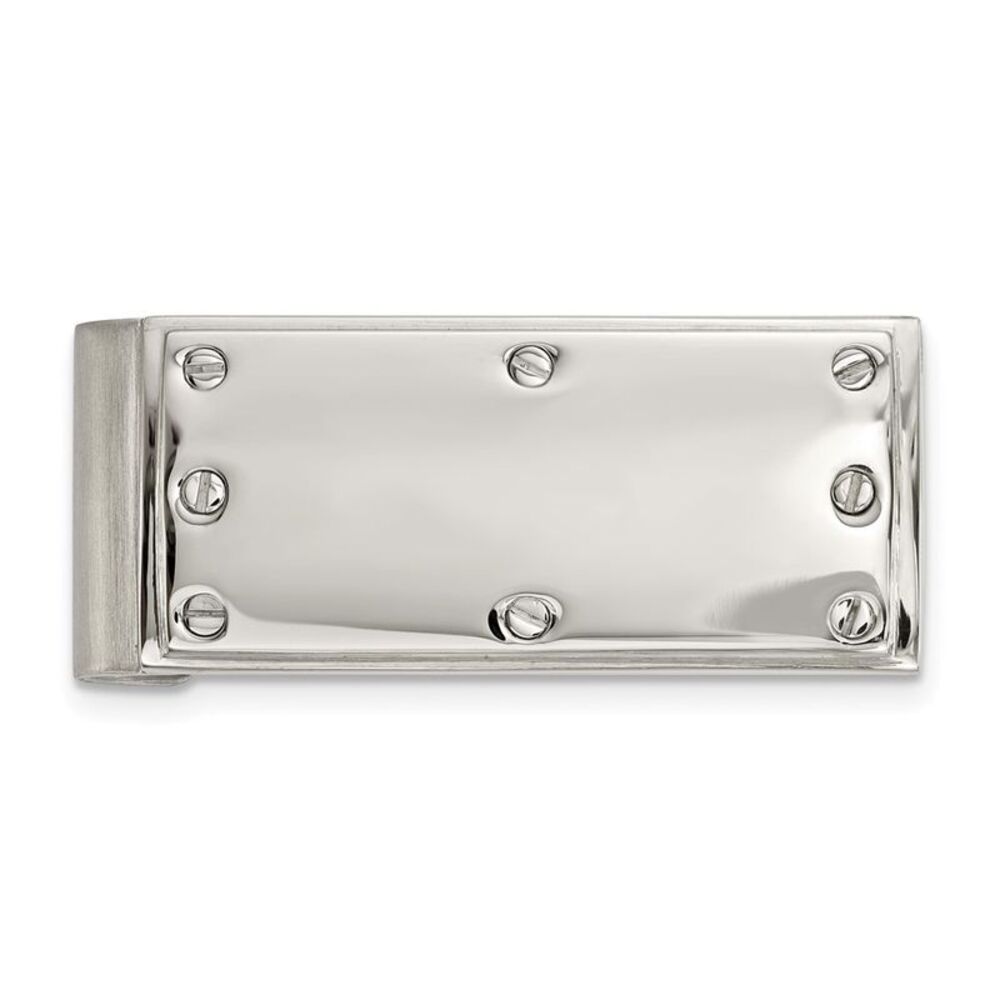 Men's Stainless Steel Polished Screw Top Spring Loaded Money Clip